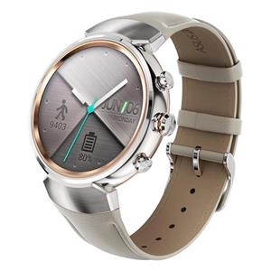 ساعت هوشمند ایسوس مدل زن واچ 3 بدنه استیل و بند چرمی بژ Asus Zenwatch WI503Q SmartWatch With Silver Stainless Steel Case with Beige Leather Band 