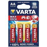 Varta MAX TECH Alkaline LR6-AA Battery Pack of 4