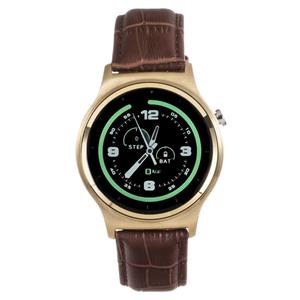 Gmove GW01 Gold With Brown Leather Strap Smart Watch TTY Gmove GW01 Gold With Brown Leather Strap Smart Watch