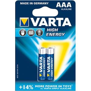 باتری نیم قلمی وارتا مدل High Energy Alkaline LR03AAA بسته 2 عددی Varta Battery Pack of 