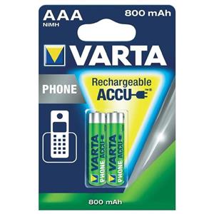 باتری نیم قلمی قابل شارژ وارتا مدل 800mAh بسته 2 عددی Varta 800mAh Rechargeable AAA Battery Pack of 2