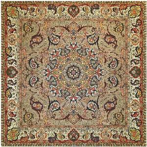 رومیزی ترمه ابریشمی خانه ترمه ایران طرح شهریار 5732 سایز 100 × 100