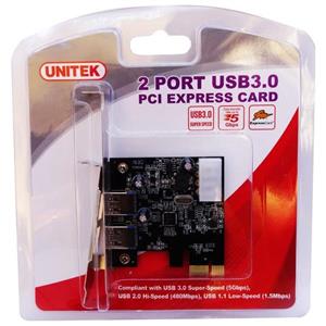 کارت هاب 2 پورت PCI Express USB 3.0 یونیتک مدل Y 7301 Unitek Port Hub Card 
