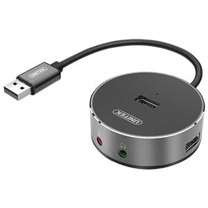 هاب USB 2.0 سه پورت با تبدیل صدا یونیتک مدل Y-2197GY                                         Unitek Y-2197GY 3 Port USB 2.0 Hub هاب 4 پورت USB 2.0 یونیتک  مدل Y2197B