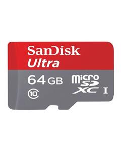 کارت حافظه microSDXC سن دیسک مدل Ultra  کلاس10 و A1 استاندارد UHS-I U1 سرعت 100MBps 667X همراه با آداپتور SD ظرفیت 64 گیگابایت Sandisk Ultra UHS-I U1 Class 10 And A1 100MBps 667X microSDXC With Adapter 64GB