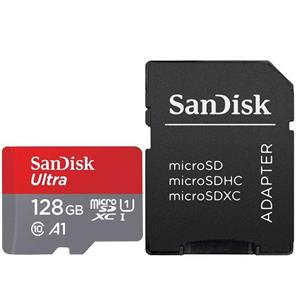 کارت حافظه microSDXC سن دیسک مدل Ultra  کلاس10 و A1 استاندارد UHS-I U1 سرعت 100MBps 667X همراه با آداپتور SD ظرفیت 128 گیگابایت Sandisk Ultra UHS-I U1 Class 10 microSDXC With Adapter 128GB