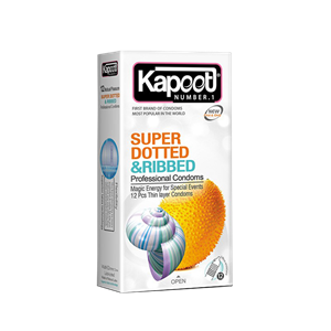 کاندوم کاپوت مدل Super Dotted And Ribbed بسته 12 عددی Kapoot Condoms 12PSC 