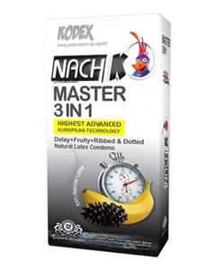 کاندوم تاخیری ناچ مدل Master 3 In 1 بسته 12 عددی Nach Master 3 In 1 Condoms 12PSC