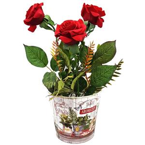 گلدان گل برتاریو مدل رز قرمز فلزی Bertario Red Rose Metal Flower Vase