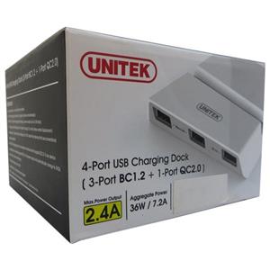 شارژر رومیزی 4 پورت یونیتک مدل Y-2173A                                         Unitek Y-2173A 4 Port USB 3.0 Charging Dock Unitek Y 2173A Desktop Charger