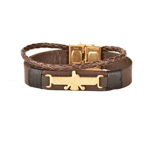 دستبند چرمی کهن چرم طرح فروهر مدل BR166-7 Kohan Charm faravahar BR166-7 Leather Bracelet