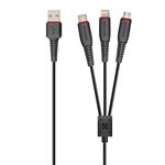Promate FlexLink-Trio USB To Lightning And microUSB And USB-C Cable 1.2m