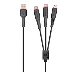 کابل تبدیل USB به لایتنینگ و microUSB و USB-C پرومیت مدل FlexLink-Trio طول 1.2 متر Promate FlexLink-Trio USB To Lightning And microUSB And USB-C Cable 1.2m