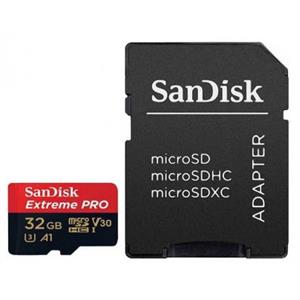 کارت حافظه microSDHC سن دیسک مدل Extreme V30 کلاس A1 استاندارد UHS-I U3 سرعت 100MBps 667X همراه با آداپتور SD ظرفیت 32 گیگابایت Sandisk Extreme V30 UHS-I U3 Class A1 100MBps 667X microSDHC With Adapter 32GB