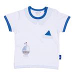 تی شرت آستین کوتاه نوزادی نیلی مدل Boat