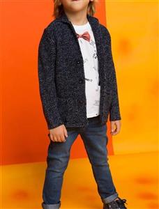 ژاکت نخی یقه ایستاده پسرانه Boys Cotton Stand up Collar Cardigan 