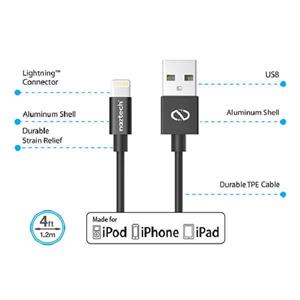 کابل شارژر 3 متری ایفون Lightning نزتک مدل MFI TPE 3M NAZTECH MFi Charge Sync USB Cable 