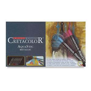 پاستل روغنی آبرنگی 10 رنگ متالیک کرتاکالر مدل 45011 Cretacolor 45011 Metallic 10 Color Aquarelle Oil Pastels