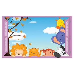 استیکر سه بعدی ژیوار طرح پنجره حیوانات Zhivar Animals Window 3D Wall Sticker 