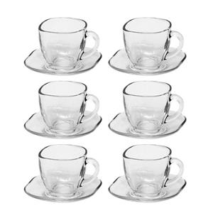 فنجان و نعلبکی بلور کاوه مدل Lindo بسته 6 عددی Kaveh Crystal Cup And Saucer Pack Of 