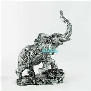 مجسمه فیل پلی رزین رنگ نقره ای سایز  23cm 