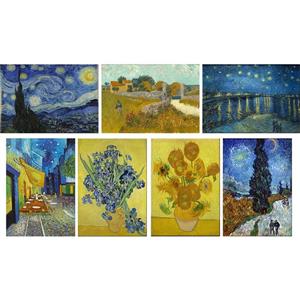 تابلو شاسی گالری هنری پیکاسو طرح آثار ونسان ونگوگ مجموعه 7 عددی Picasso Art Gallery Vincent Van Gogh Paintings Collection Pack of 7