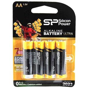 باتری قلمی سیلیکون پاور مدل Alkaline Ultra بسته 4 عددی Silicon Power Alkaline Ultra AA Battery Pack Of 4