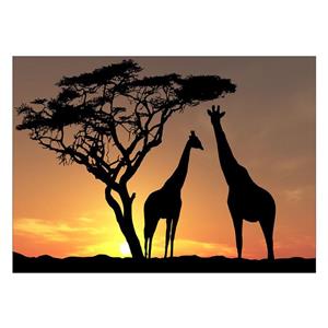 تابلو شاسی ونسونی طرح Sunset Beyond Giraffes سایز 50x70 سانتی متر Wensoni Sunset Beyond Giraffes Chassis Size 50 x 70 Cm