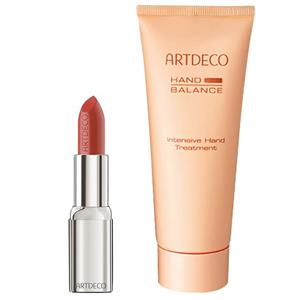 پک کرم مرطوب کننده دست آرت دکو مدل Hand Balance و رژ لب جامد سری High Performance شماره 430 Artdeco Hand Balance Moisturizing Cream And High Performance Lipstick 430 Pack