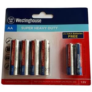 باتری قلمی 4 عددی زینک کربن + 2 عدد باتری نیم قلمی رایگان وستینگ هاوس