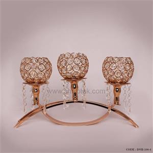 جاشمعی پایه دار کریستالی 3 شعله هلالی