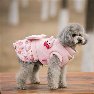 لباس سگ دخترانه دامنی پاپیون دار صورتی کم رنگ 