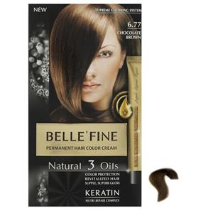 کیت رنگ مو بله فاین سری Natural 3 Oils شماره 6.77 Belle Fine Natural 3 Oils No 6.77 Hair Color Kit