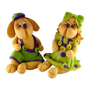 مجسمه خمیری ثمین مدل Girl And Boy Lovely Dog بسته 2 عددی Samin Dough Statue 2Pcs 