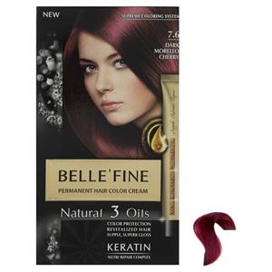 کیت رنگ مو بله فاین سری Natural 3 Oils شماره 7.6 Belle Fine Natural 3 Oils No 7.6 Hair Color Kit