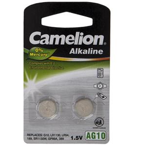 باتری سکه ای کملیون مدل AG10 بسته 2 تایی Camelion AG10 Akeline Battery Pack Of 2