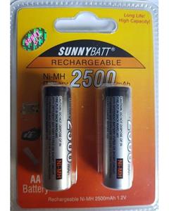 Sunny Batt باتری قلمی 2 تایی شارژی 2500 میلی آمپر سانی بت 