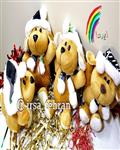 گالری ایرسا عروسک سگ شالدار مخمل