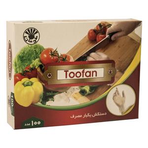 دستکش یکبار مصرف طوفان کد TPK-32 بسته 100 عددی