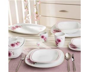 سرویس غذاخوری 98 پارچه چینی زرین ایران سری کواترو مدل Rose Flower درجه یک Zarin Iran Quatro Rose Flower Dinnerware Set 98 Pcs High Grade