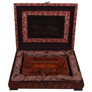   جعبه و قرآن لبه طلایی  پایاچرم طرح ساتن  مدل 00-07 سایز بزرگ