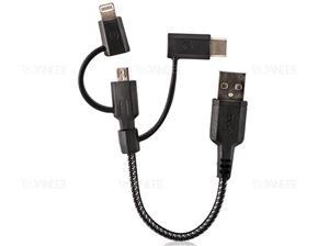 کابل شارژ سریع سه سر میکرو یو اس بی و لایتنینگ و تایپ سی انرژیا Energea Nylotough Cable 3 In 1 Micro USB And Lightning And Type-C 18CM 