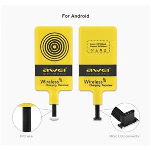 کیت شارژر وایرلس میکرو یو اس بی اوی Awei Qi Wireless Receiver Awei Qi Wireless Charging Receiver Micro USB For Android