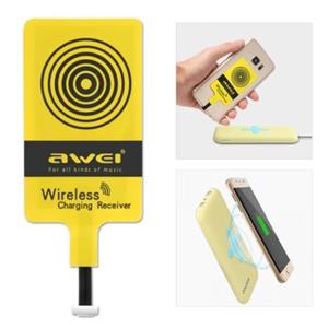 کیت شارژر وایرلس میکرو یو اس بی اوی Awei Qi Wireless Receiver Awei Qi Wireless Charging Receiver Micro USB For Android