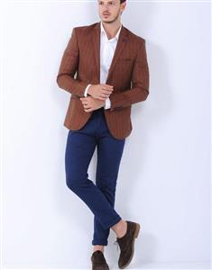 کت تک مردانه قهوه ای راه راه   Vavin -35379