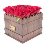 جعبه گل طبیعی کلبه گل مدل مزرعه رز هلندی قرمز 16 شاخه