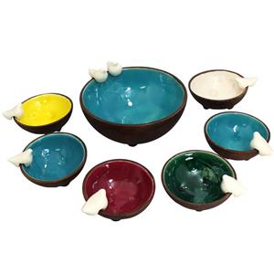 مجموعه ظروف هفت سین گالری دست نگار طرح لب پرنده - 7 تکه