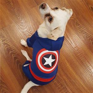 لباس سگ سرهمی کلاه دار مدل کاپیتان امریکا 