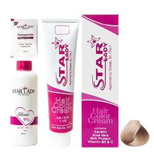 کیت رنگ استارلیدی سری Ash مدل Very Light  Ash Blonde شماره 9.1 StarLady Very  Light  Ash Blonde Hair Color Kit No.9.1