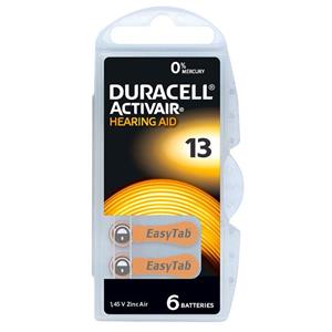 باتری سمعک دوراسل شماره 13 بسته 6 عددی Duracell hearing aid battery No.13 pack of 6